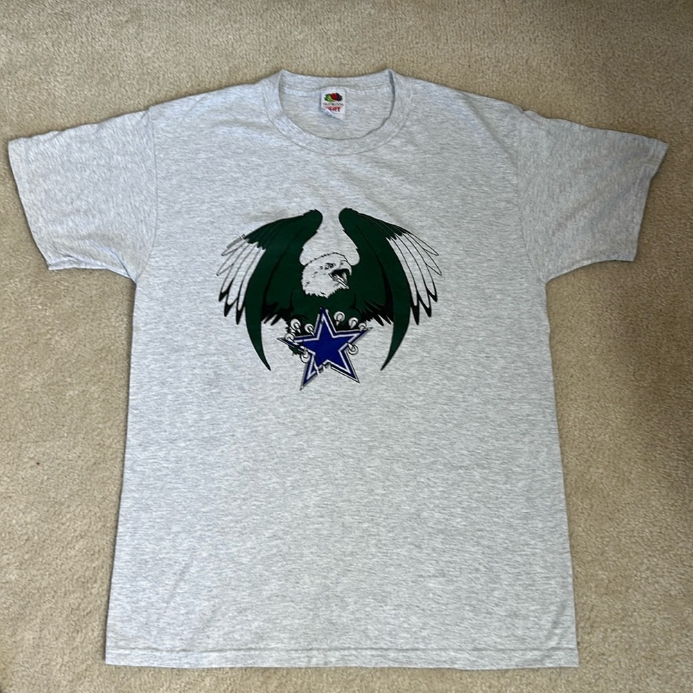 New! Special Made Eagles vs Dallas Double Sided Tee Gray Tee Size Large